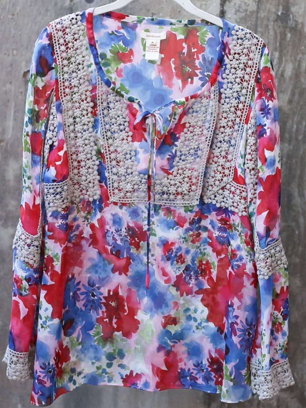 Sundance Watercolor Silk Lace Tunic Size M